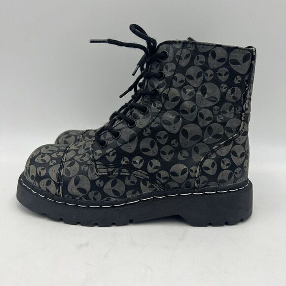 Anarchic byTuk Boots Alien Anarchy Glow Shoes Boots Size 7 Womens Combat Lace Up - Picture 5 of 10